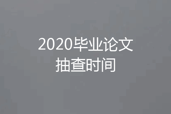 2020毕业论文抽查时间
