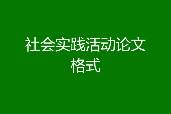 社会实践活动论文格式