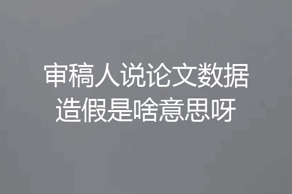 审稿人说论文数据造假是啥意思呀