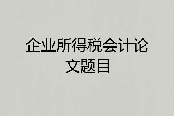 企业所得税会计论文题目