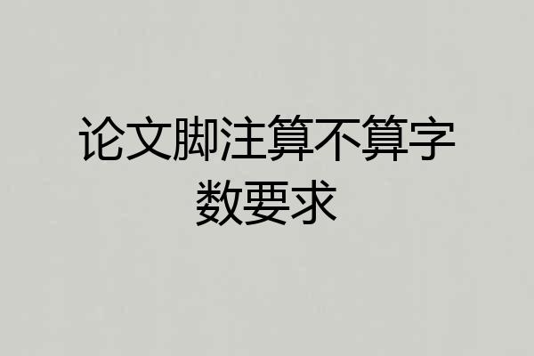 论文脚注算不算字数要求