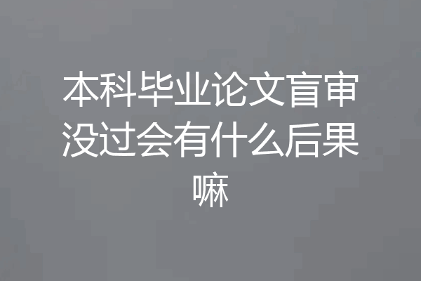 本科毕业论文盲审没过会有什么后果嘛