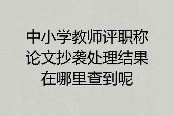 中小学教师评职称论文抄袭处理结果在哪里查到呢