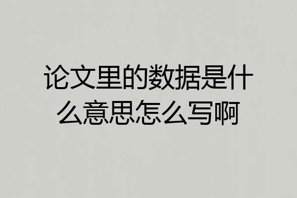 论文里的数据是什么意思怎么写啊