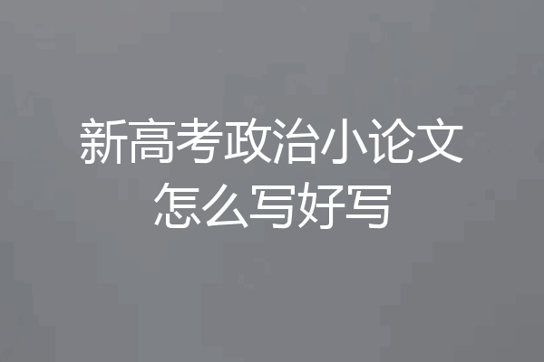 新高考政治小论文怎么写好写