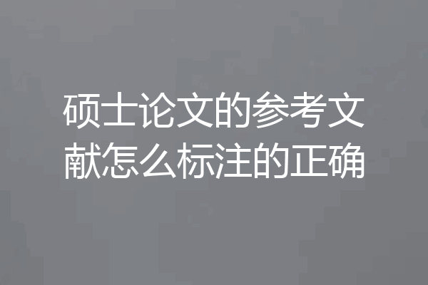 硕士论文的参考文献怎么标注的正确