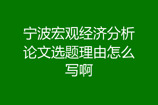 宁波宏观经济分析论文选题理由怎么写啊