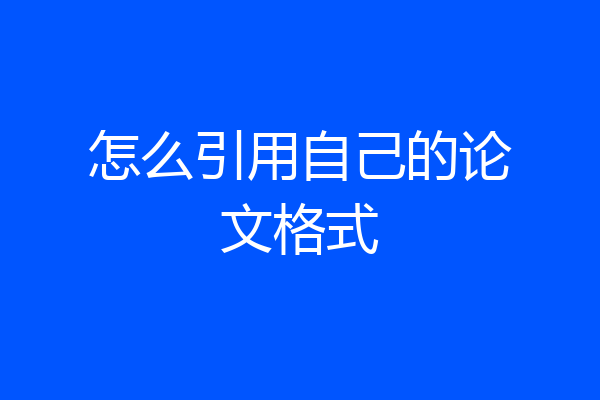 怎么引用自己的论文格式