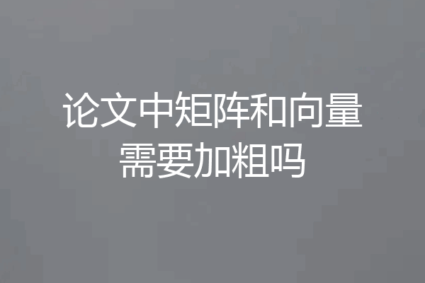论文中矩阵和向量需要加粗吗