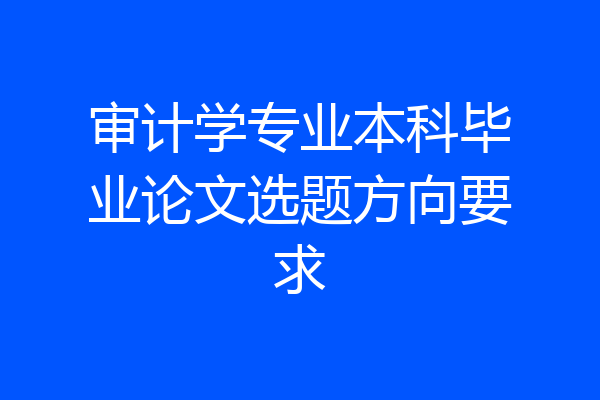 审计学专业本科毕业论文选题方向要求