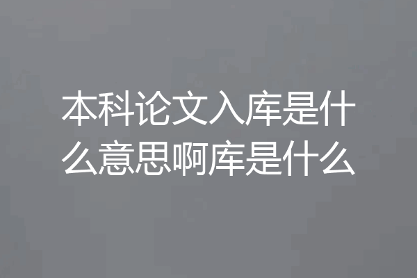 本科论文入库是什么意思啊库是什么