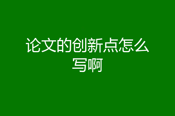 论文的创新点怎么写啊