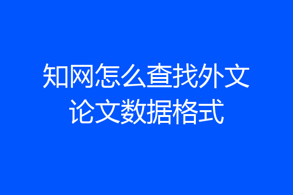 知网怎么查找外文论文数据格式