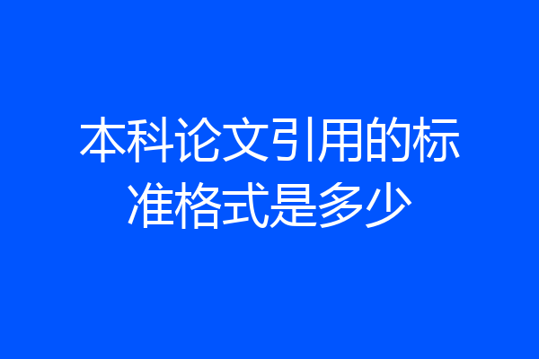 本科论文引用的标准格式是多少