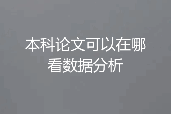 本科论文可以在哪看数据分析