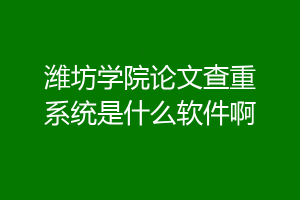 潍坊学院论文查重系统是什么软件啊