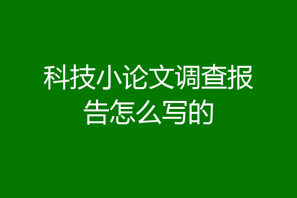 科技小论文调查报告怎么写的