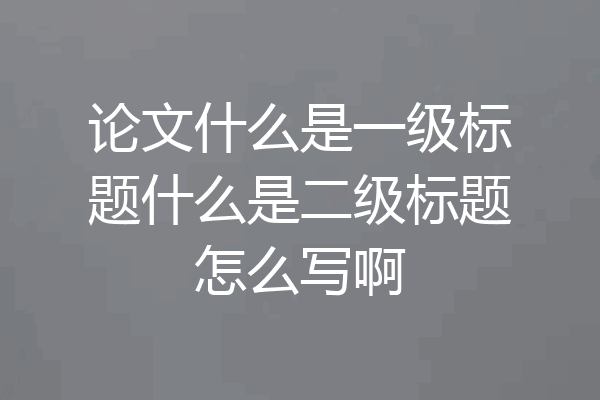 论文什么是一级标题什么是二级标题怎么写啊