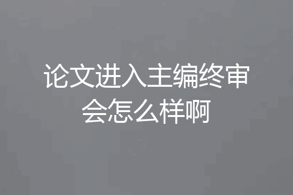 论文进入主编终审会怎么样啊