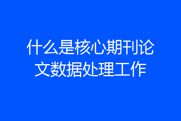 什么是核心期刊论文数据处理工作
