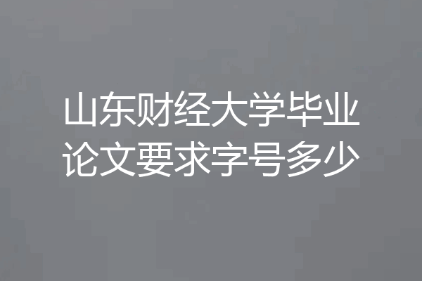 山东财经大学毕业论文要求字号多少