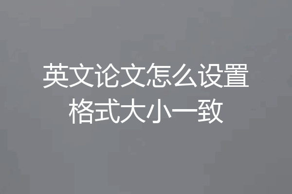 英文论文怎么设置格式大小一致