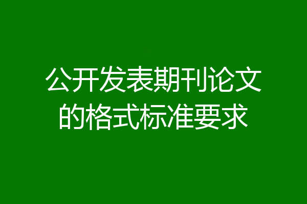 公开发表期刊论文的格式标准要求