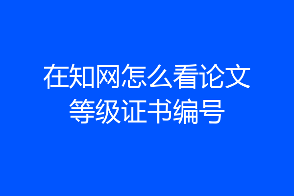 在知网怎么看论文等级证书编号