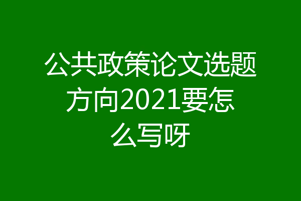 公共政策论文选题方向2021要怎么写呀