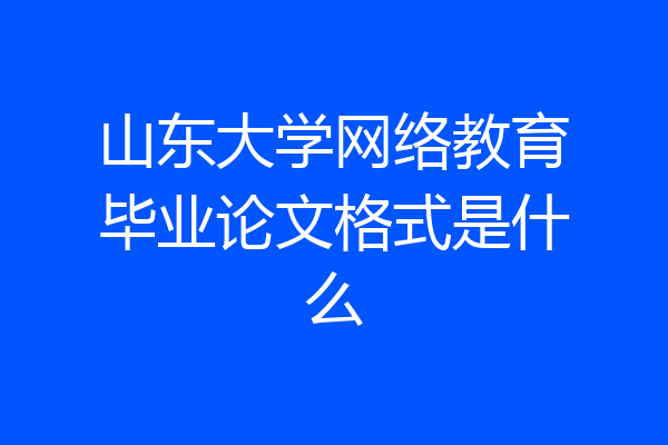 山东大学网络教育毕业论文格式是什么