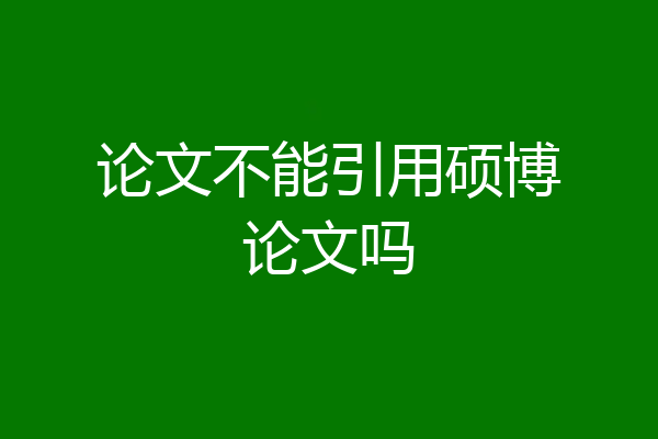 论文不能引用硕博论文吗
