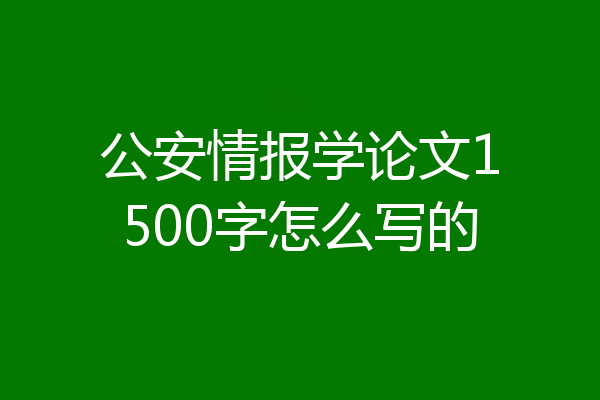 公安情报学论文1500字怎么写的