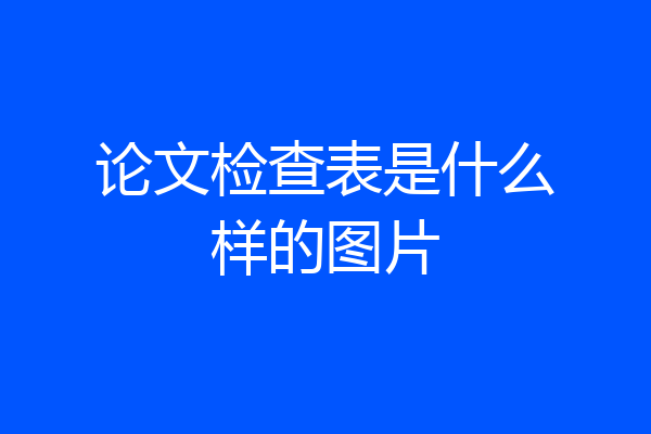 论文检查表是什么样的图片