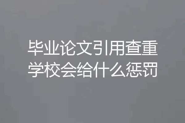 毕业论文引用查重学校会给什么惩罚