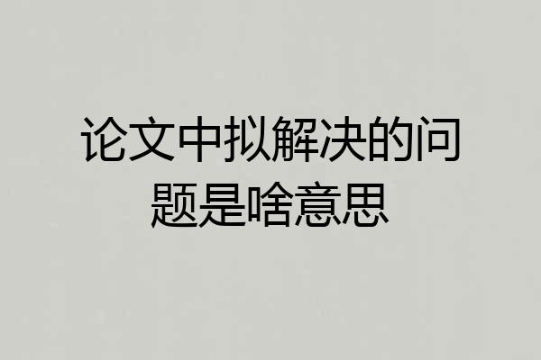 论文中拟解决的问题是啥意思