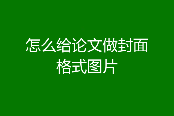 怎么给论文做封面格式图片