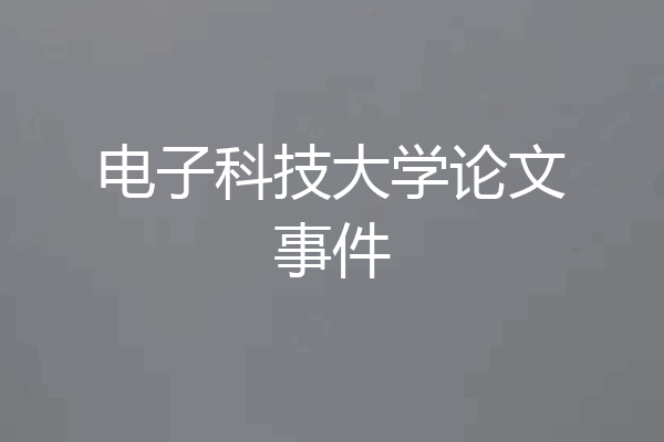 电子科技大学论文事件