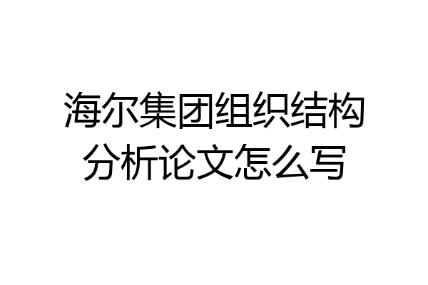 海尔集团组织结构分析论文怎么写
