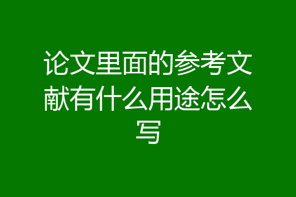 论文里面的参考文献有什么用途怎么写
