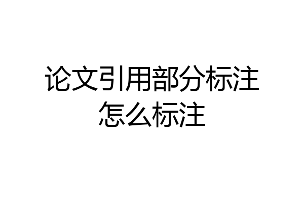 论文引用部分标注怎么标注