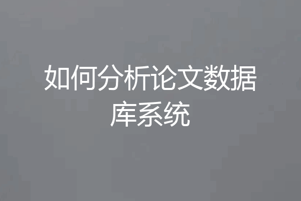 如何分析论文数据库系统