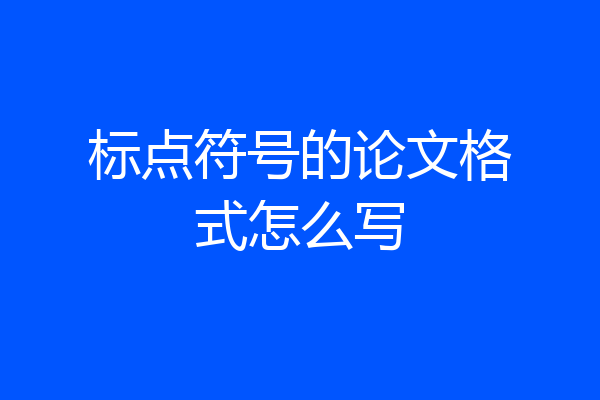 标点符号的论文格式怎么写