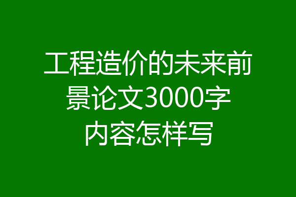工程造价的未来前景论文3000字内容怎样写
