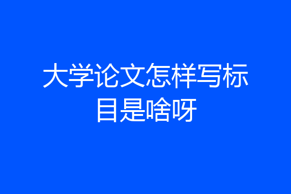 大学论文怎样写标目是啥呀