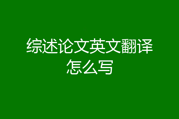 综述论文英文翻译怎么写