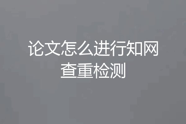 论文怎么进行知网查重检测