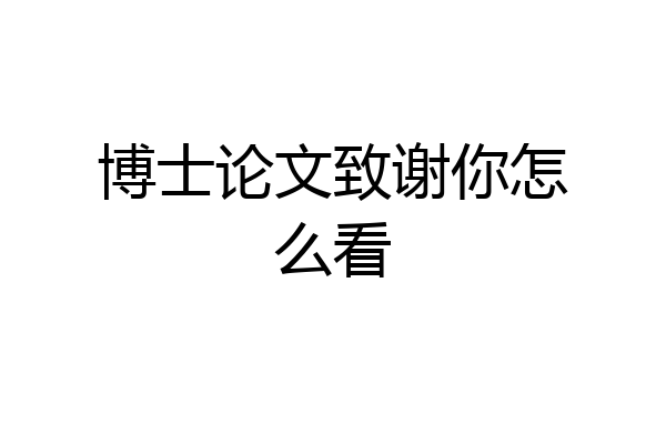 博士论文致谢你怎么看