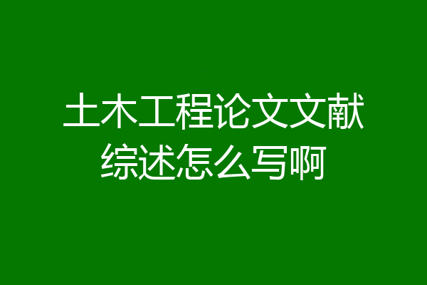 土木工程论文文献综述怎么写啊