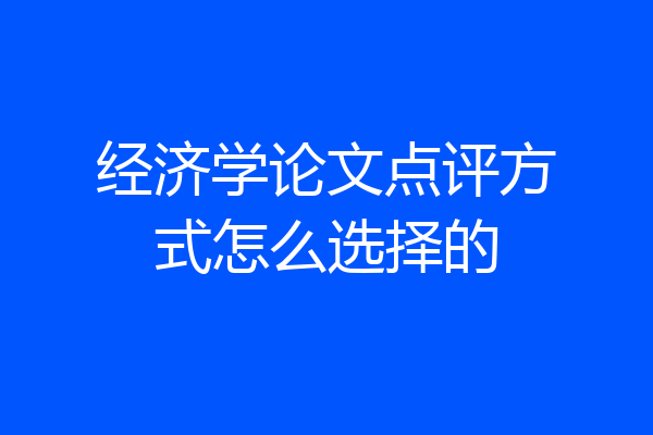 经济学论文点评方式怎么选择的