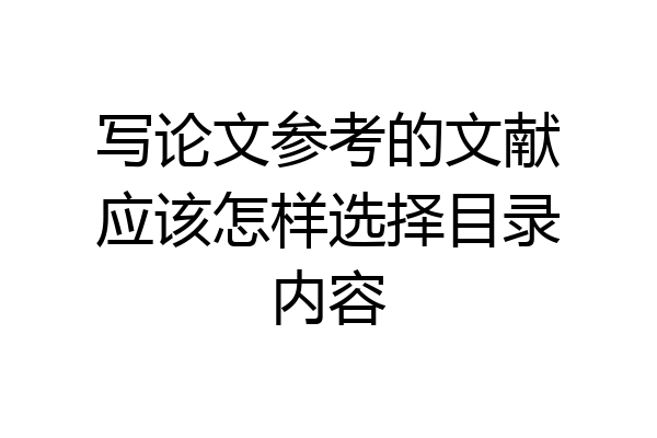 写论文参考的文献应该怎样选择目录内容